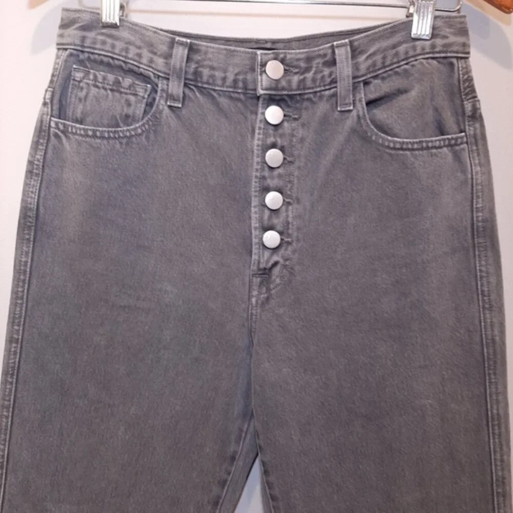 J Brand Heather Button Fly Jeans High Rise Mom Straight Cropped Haven Size 27 - Picture 6 of 15